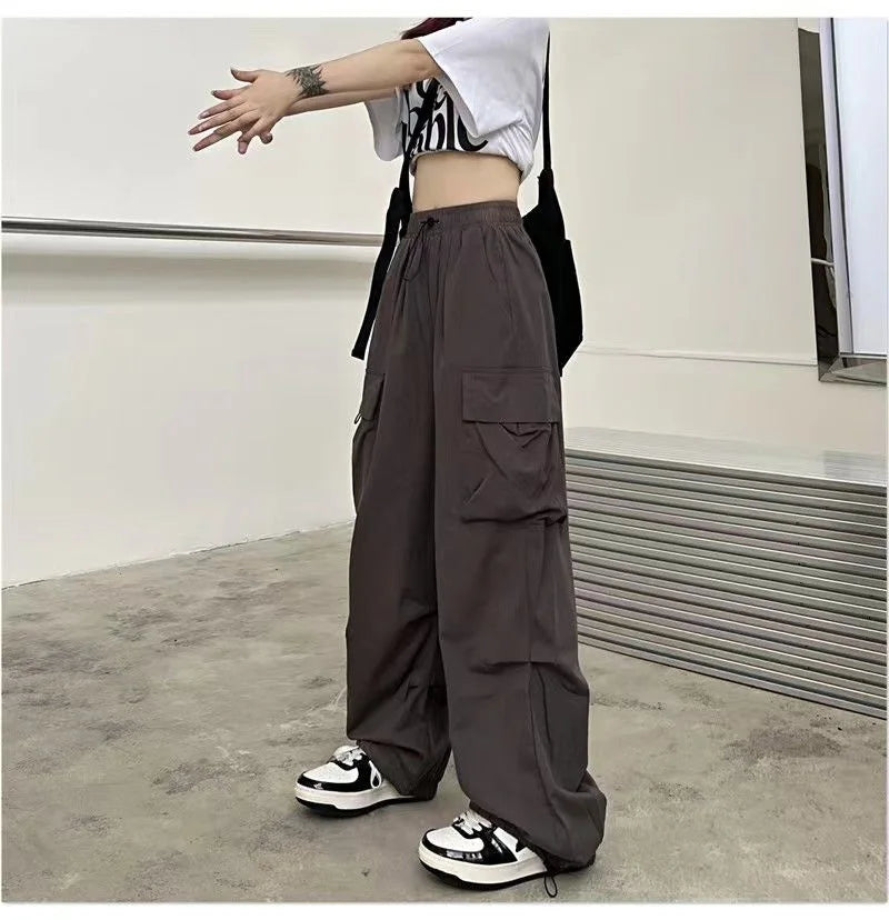 Women's Low-Waist Baggy Joggers – Drawstring, Wide-Leg Y2K Streetwear Sweatpants