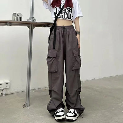 Women's Low-Waist Baggy Joggers – Drawstring, Wide-Leg Y2K Streetwear Sweatpants