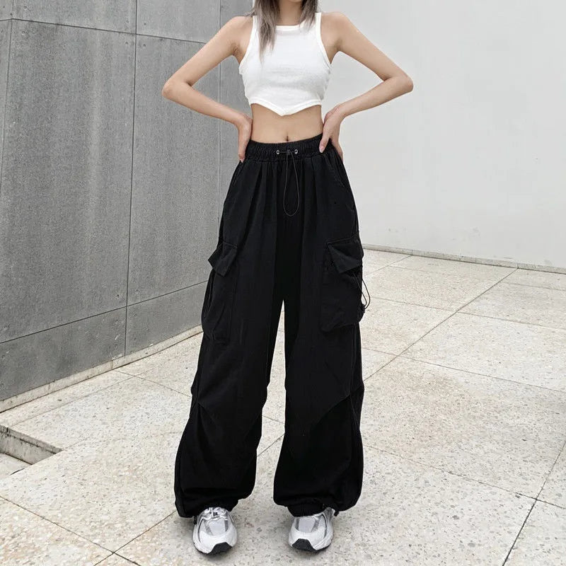 Women's Low-Waist Baggy Joggers – Drawstring, Wide-Leg Y2K Streetwear Sweatpants