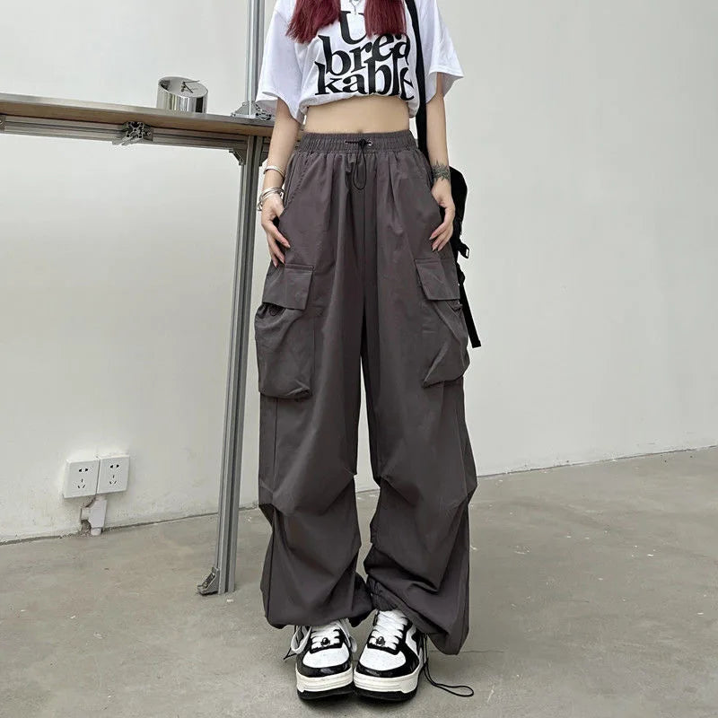 Women's Low-Waist Baggy Joggers – Drawstring, Wide-Leg Y2K Streetwear Sweatpants