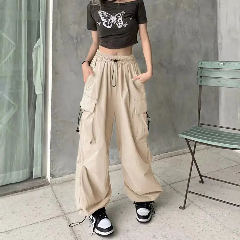 Women's Low-Waist Baggy Joggers – Drawstring, Wide-Leg Y2K Streetwear Sweatpants