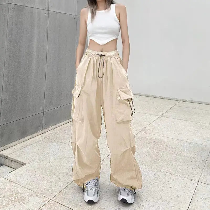 Women's Low-Waist Baggy Joggers – Drawstring, Wide-Leg Y2K Streetwear Sweatpants