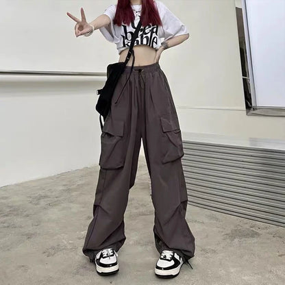 Women's Low-Waist Baggy Joggers – Drawstring, Wide-Leg Y2K Streetwear Sweatpants