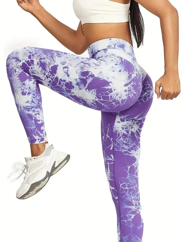 Women's Tie-Dye High-Waist Leggings – Seamless, Stretchy Yoga & Workout Pants