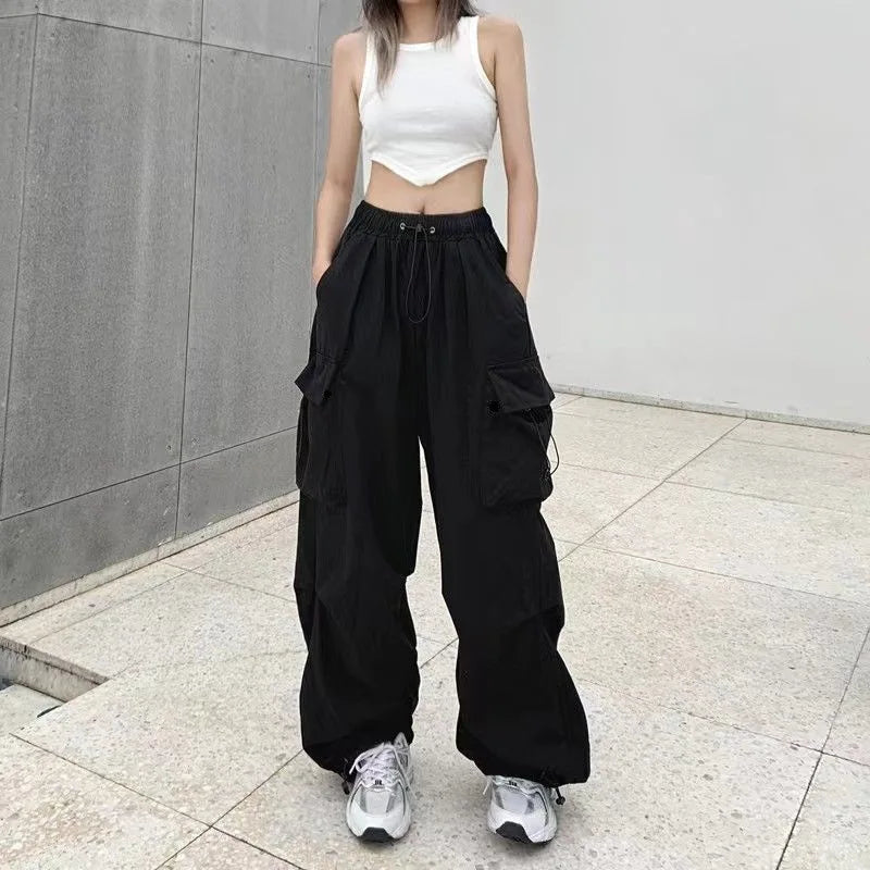 Women's Low-Waist Baggy Joggers – Drawstring, Wide-Leg Y2K Streetwear Sweatpants