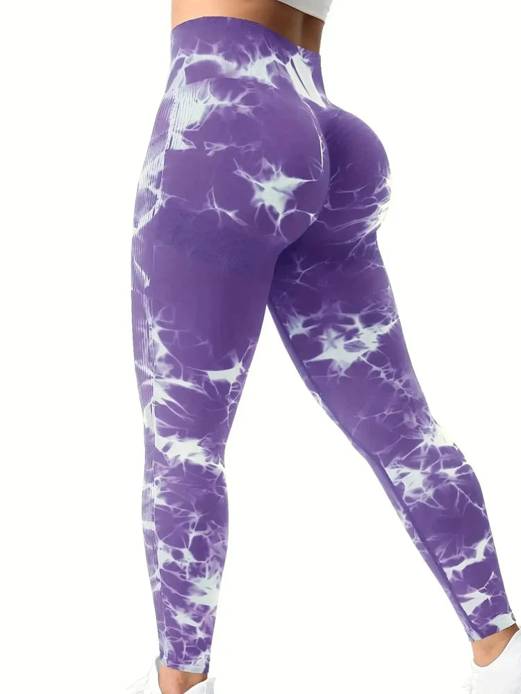 Women's Tie-Dye High-Waist Leggings – Seamless, Stretchy Yoga & Workout Pants