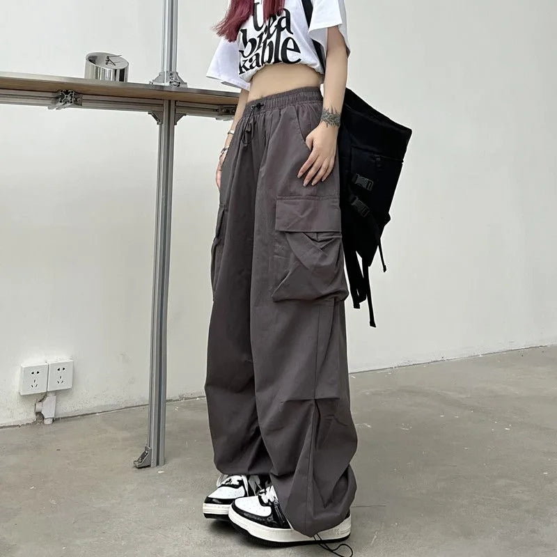 Women's Low-Waist Baggy Joggers – Drawstring, Wide-Leg Y2K Streetwear Sweatpants