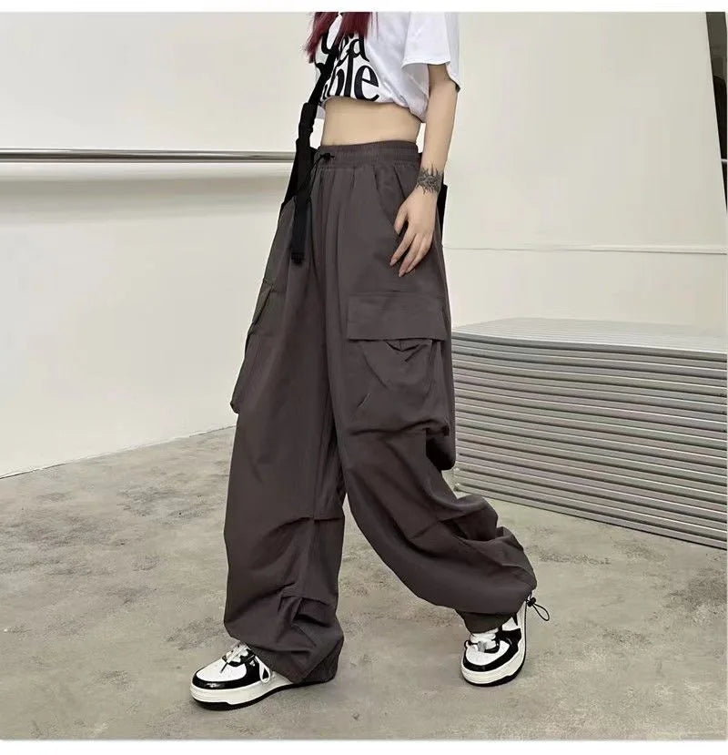 Women's Low-Waist Baggy Joggers – Drawstring, Wide-Leg Y2K Streetwear Sweatpants