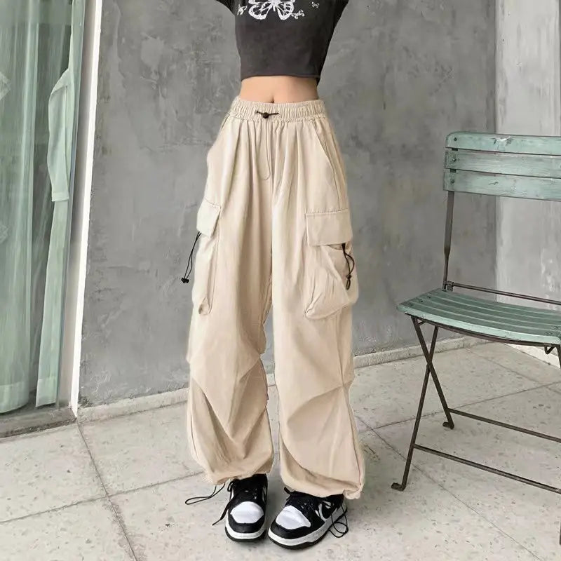 Women's Low-Waist Baggy Joggers – Drawstring, Wide-Leg Y2K Streetwear Sweatpants