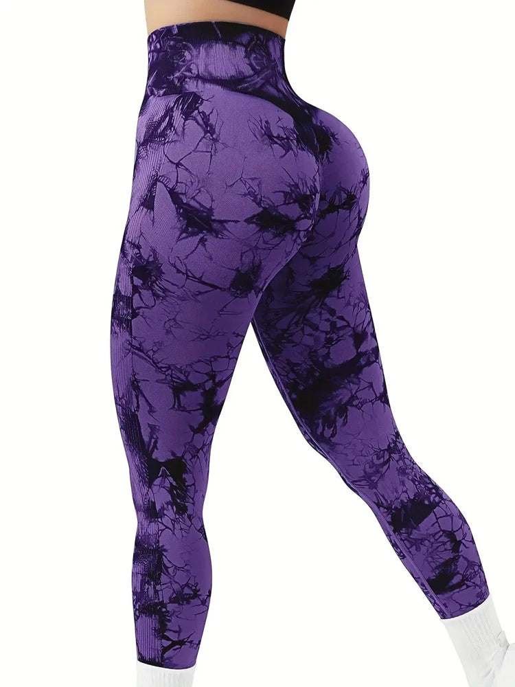 Women's Tie-Dye High-Waist Leggings – Seamless, Stretchy Yoga & Workout Pants