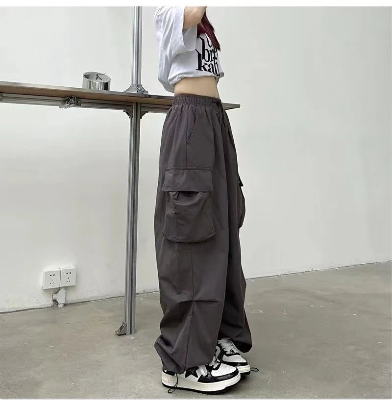 Women's Low-Waist Baggy Joggers – Drawstring, Wide-Leg Y2K Streetwear Sweatpants