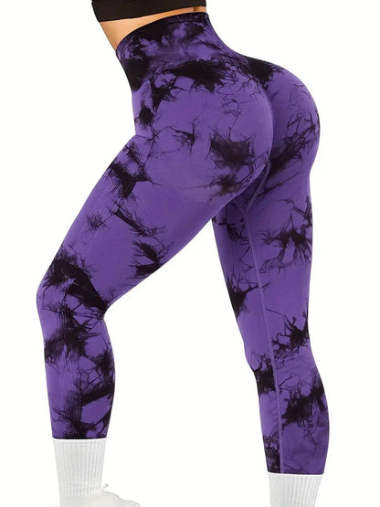 Women's Tie-Dye High-Waist Leggings – Seamless, Stretchy Yoga & Workout Pants