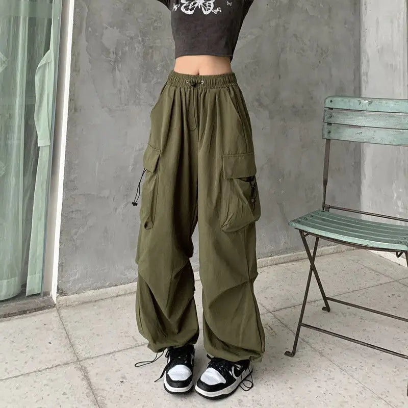 Women's Low-Waist Baggy Joggers – Drawstring, Wide-Leg Y2K Streetwear Sweatpants