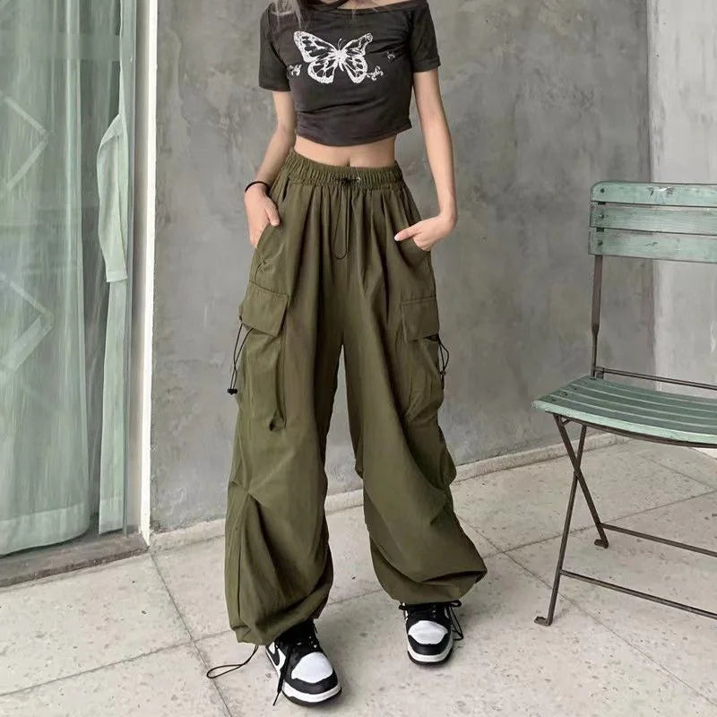 Women's Low-Waist Baggy Joggers – Drawstring, Wide-Leg Y2K Streetwear Sweatpants