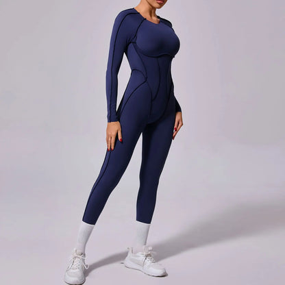 Long-Sleeve One-Piece Yoga Jumpsuit – Quick-Dry Gym & Fitness Wear