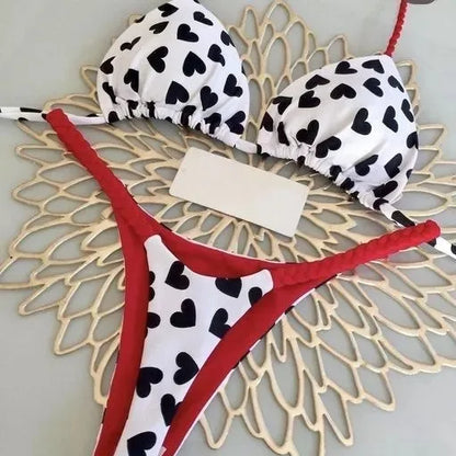 Women's Bikini Split Print Swimwear Fashion G-string Beach