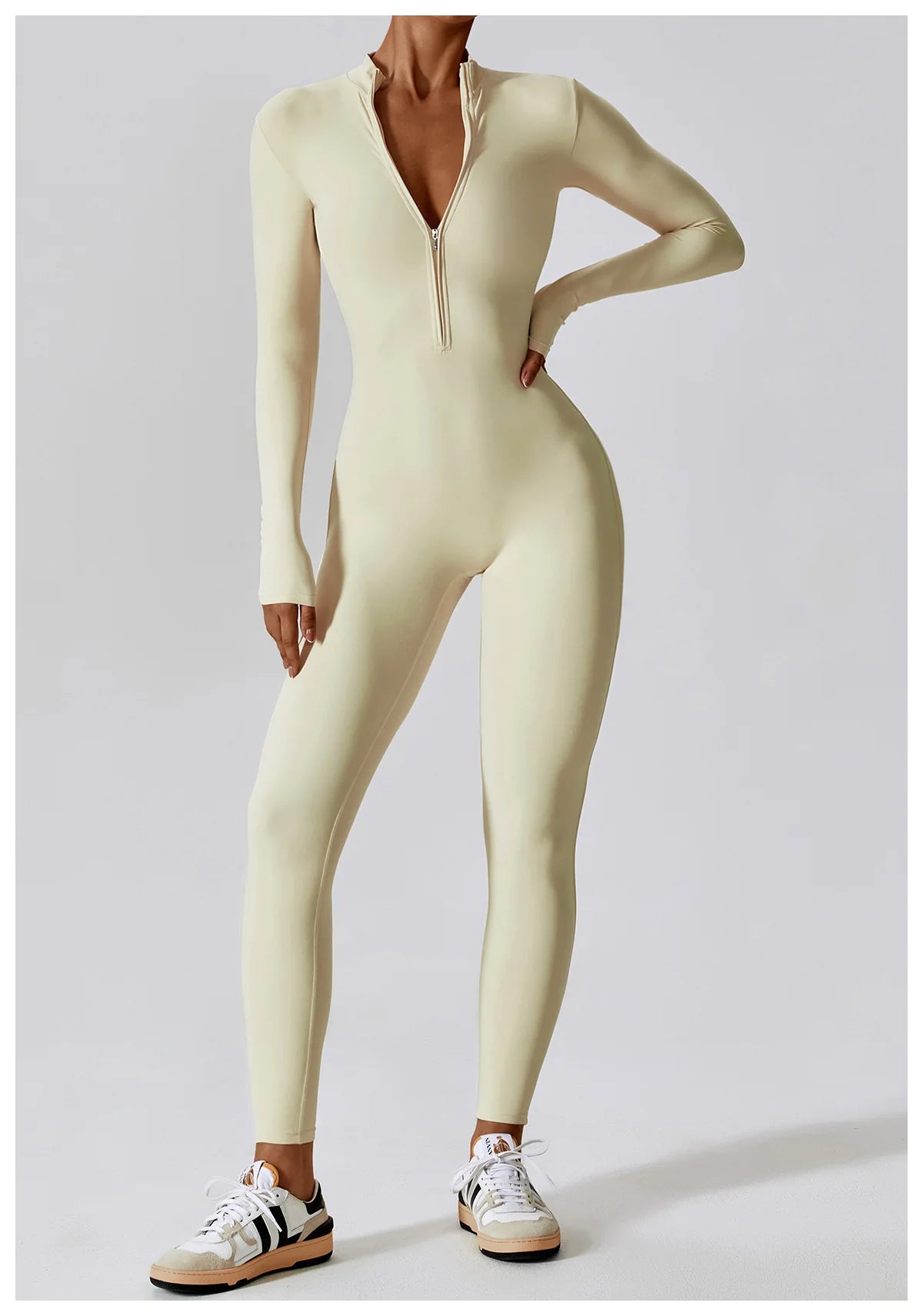 One-piece Long Sleeved Zipper Jumpsuit Skin-tigh Sportswear