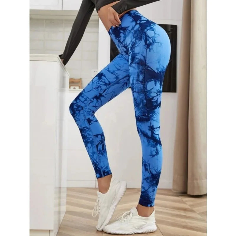 Women's Seamless High-Waist Leggings – Tie-Dye, Hip-Lifting, Yoga & Fitness Tights