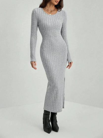 Knitted Stripe Casual Long Dress