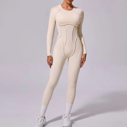 Long-Sleeve One-Piece Yoga Jumpsuit – Quick-Dry Gym & Fitness Wear