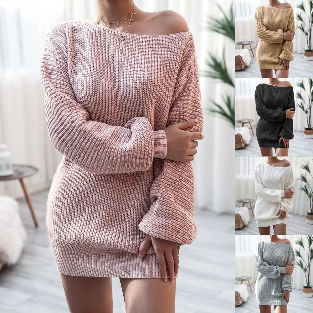 Knitted Off-Shoulder Mini Dress