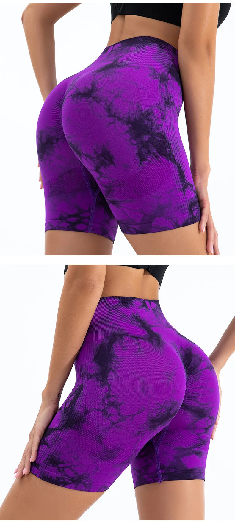 Women's High-Waist Butt Lift Shorts – Seamless, Tie-Dye, Gym & Workout Wear