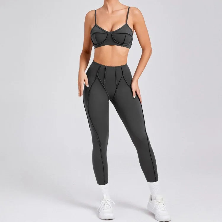 Seamless High-Waist Yoga Set with Hip-Lifting Leggings and Backless Bra