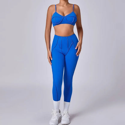 Seamless High-Waist Yoga Set with Hip-Lifting Leggings and Backless Bra