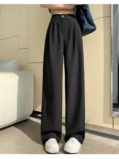 Wrinkle-Texture Wide Leg Trousers