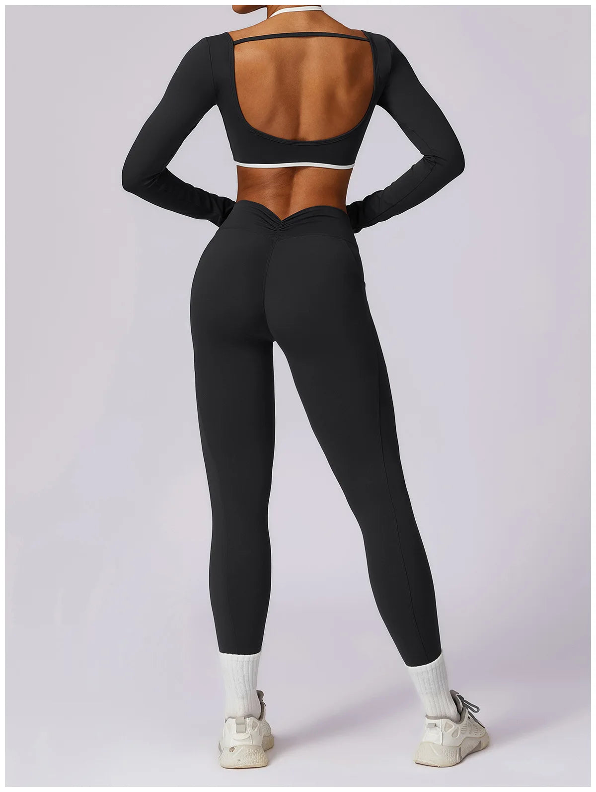 2-Piece Backless Gym Set – Quick-Dry Leggings & Fitness Top