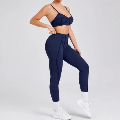 Seamless High-Waist Yoga Set with Hip-Lifting Leggings and Backless Bra