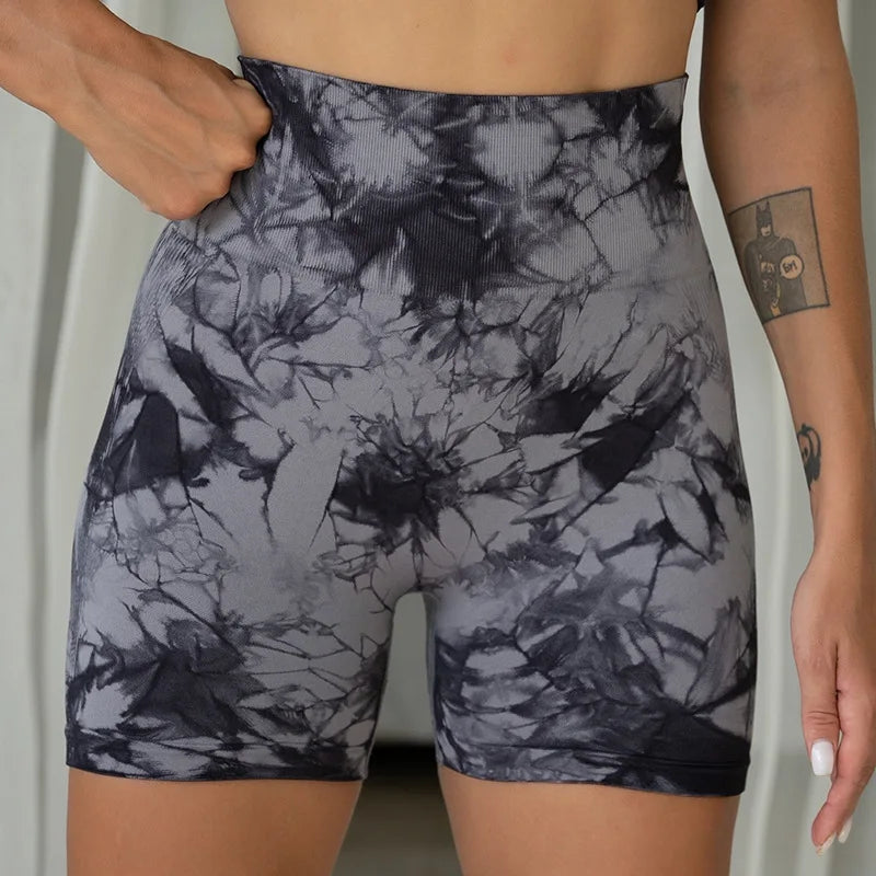 Women's High-Waist Butt Lift Shorts – Seamless, Tie-Dye, Gym & Workout Wear