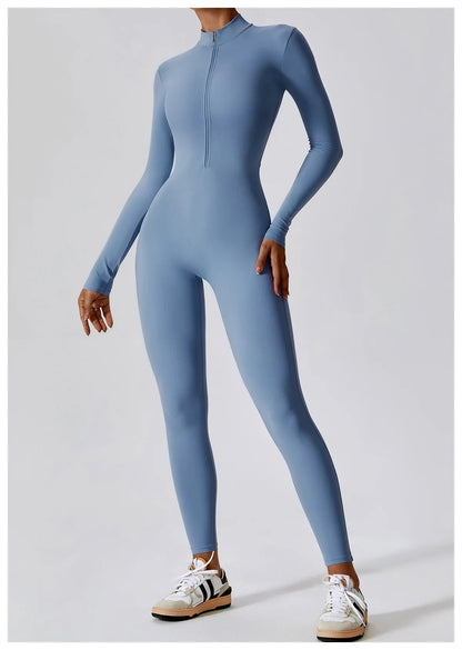 One-piece Long Sleeved Zipper Jumpsuit Skin-tigh Sportswear