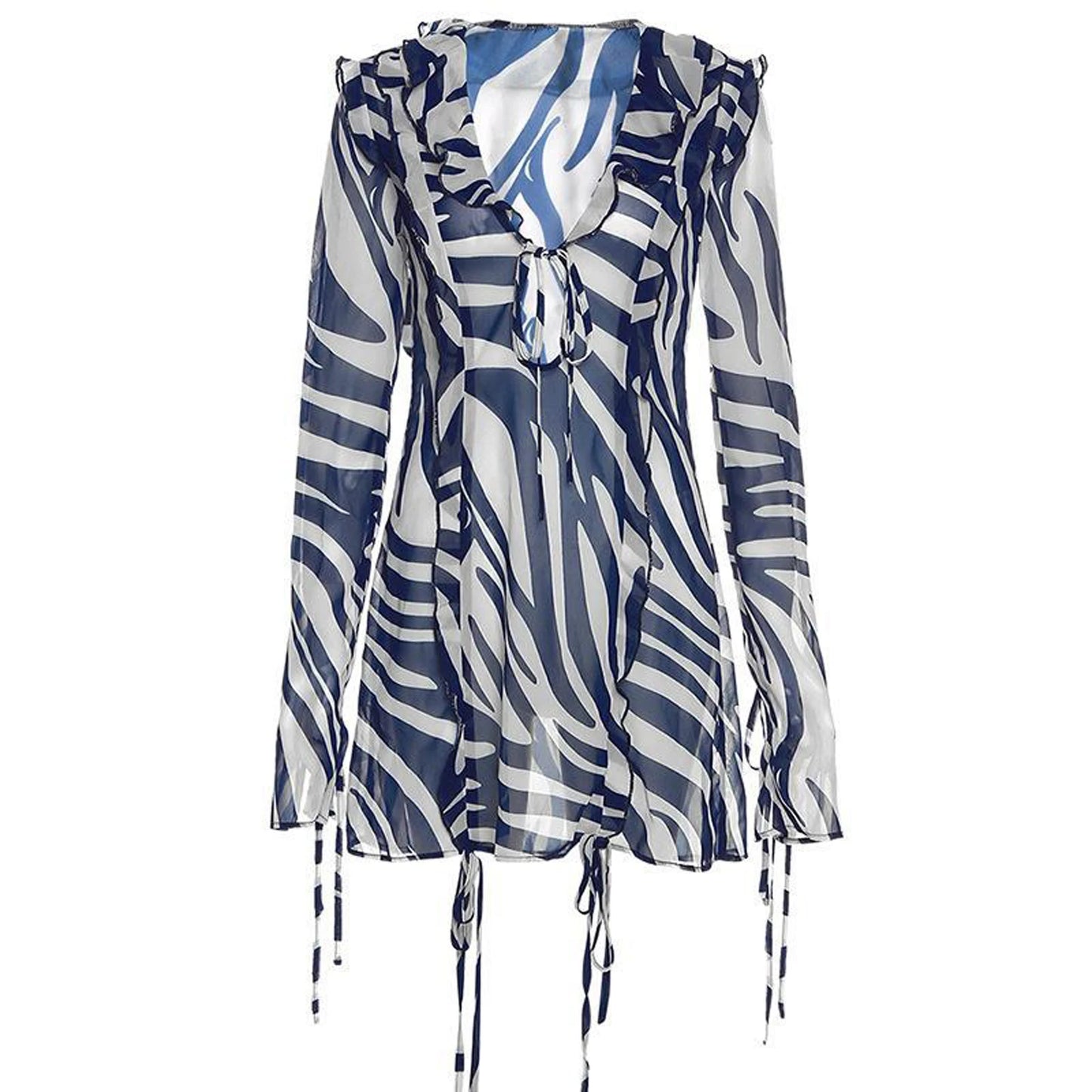 Boho Zebra Print Mini Summer Dress