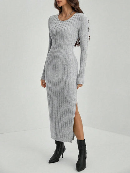 Knitted Stripe Casual Long Dress