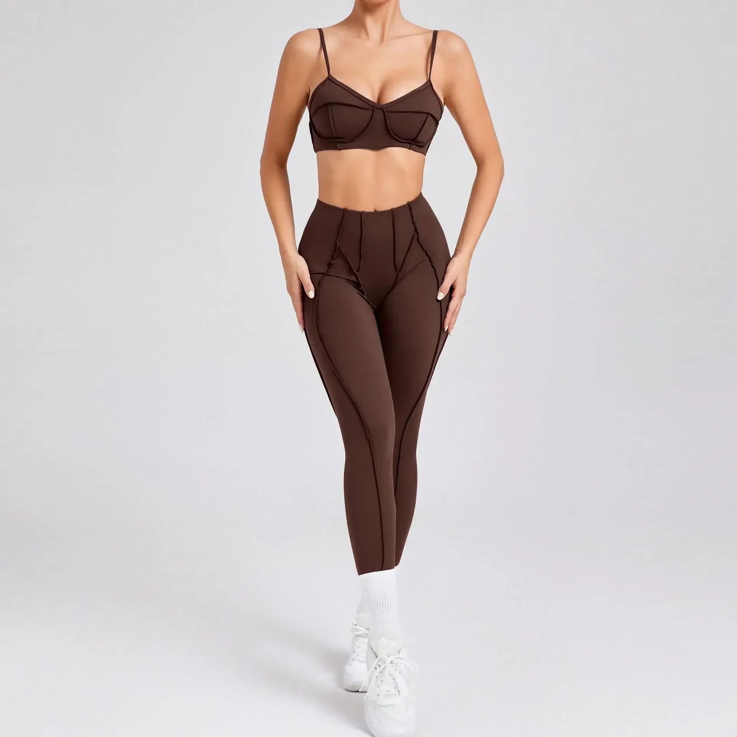 Seamless High-Waist Yoga Set with Hip-Lifting Leggings and Backless Bra