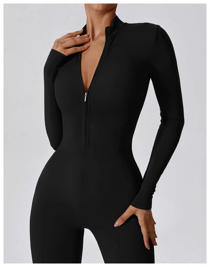 One-piece Long Sleeved Zipper Jumpsuit Skin-tigh Sportswear