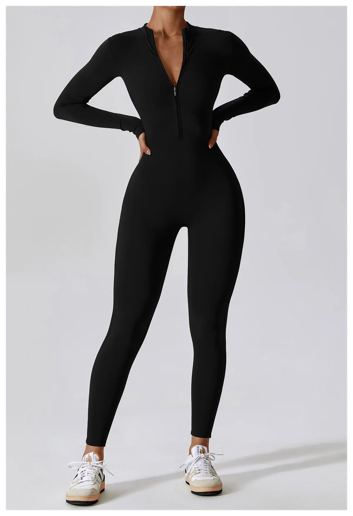 One-piece Long Sleeved Zipper Jumpsuit Skin-tigh Sportswear