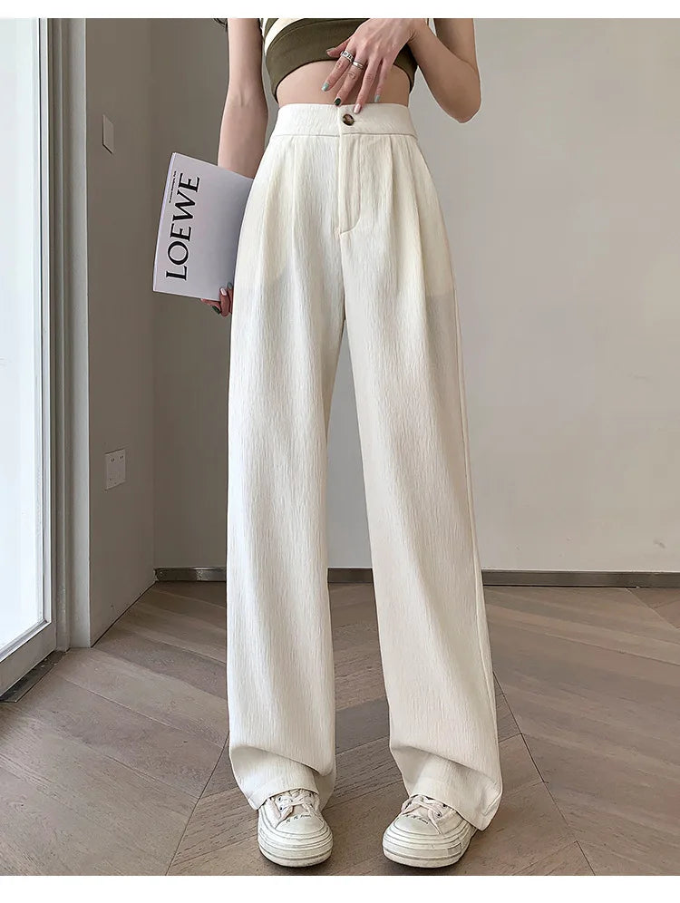 Wrinkle-Texture Wide Leg Trousers