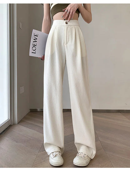 Wrinkle-Texture Wide Leg Trousers