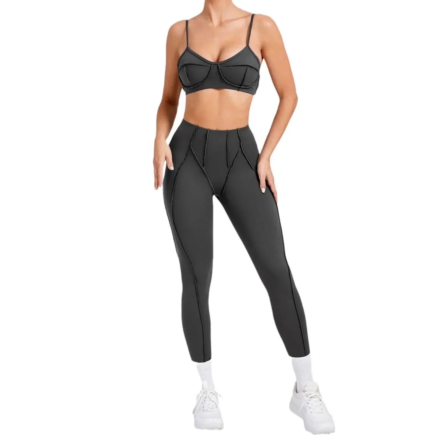 Seamless High-Waist Yoga Set with Hip-Lifting Leggings and Backless Bra