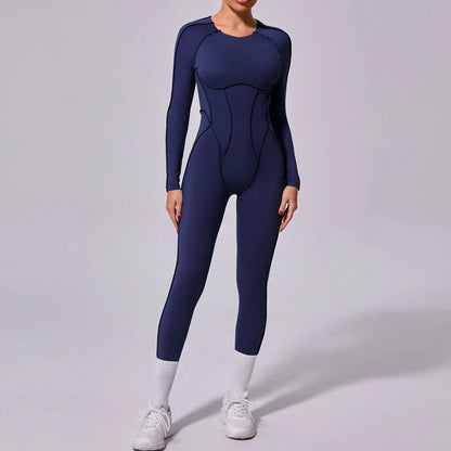 Long-Sleeve One-Piece Yoga Jumpsuit – Quick-Dry Gym & Fitness Wear