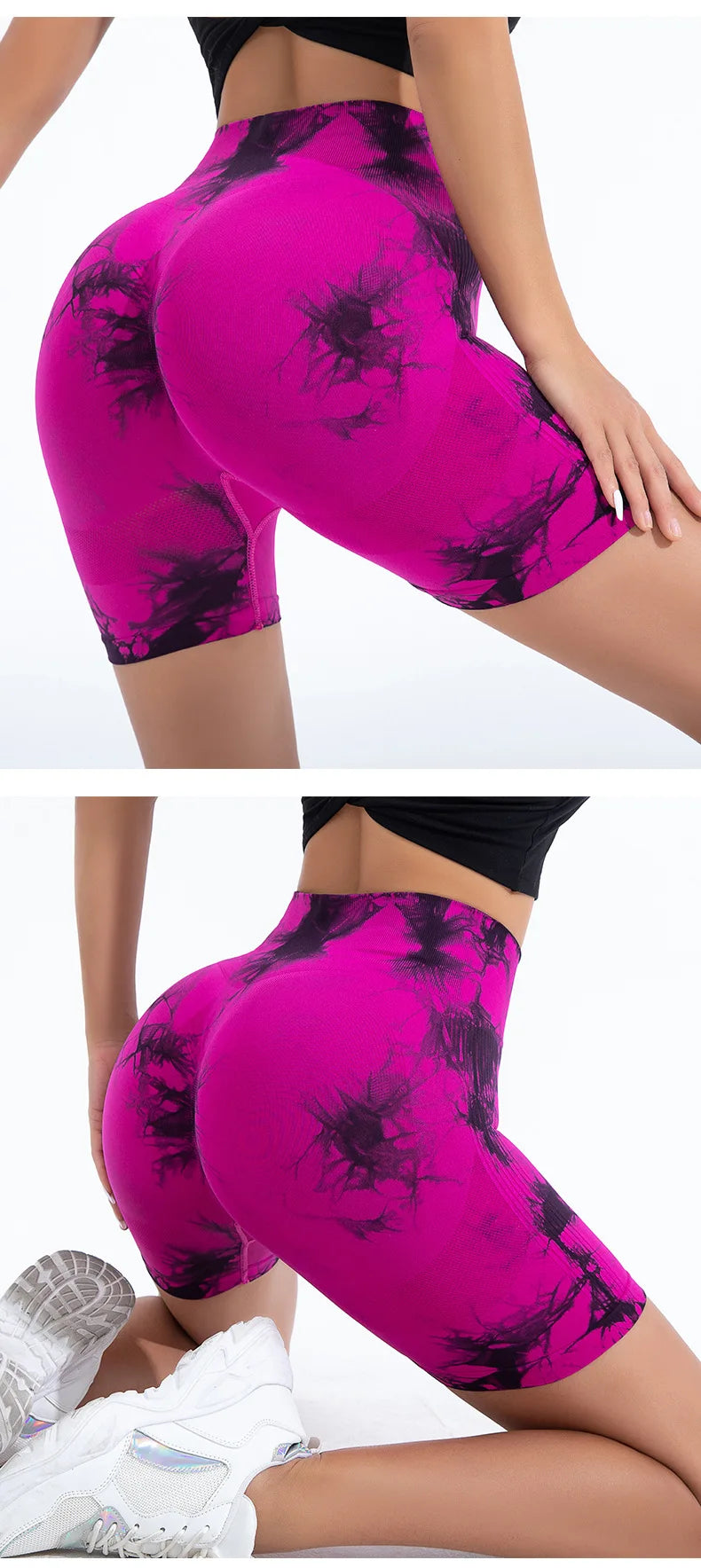 Women's High-Waist Butt Lift Shorts – Seamless, Tie-Dye, Gym & Workout Wear