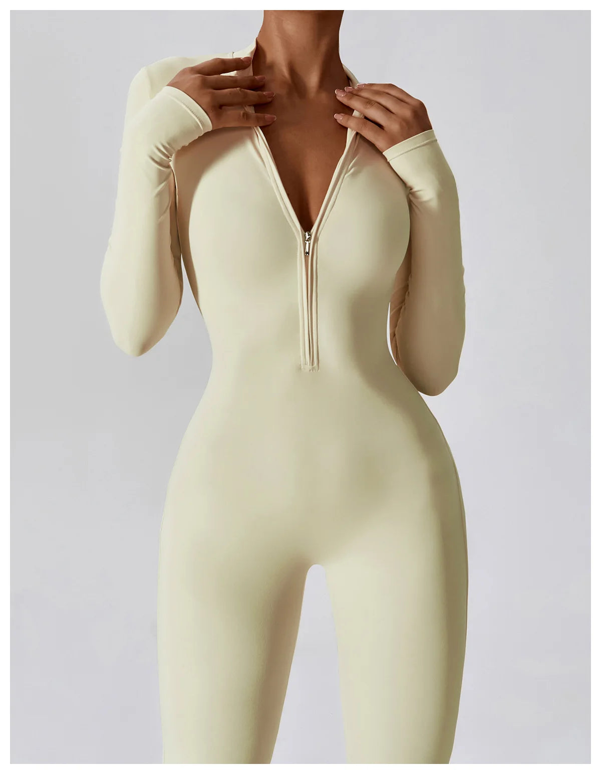 One-piece Long Sleeved Zipper Jumpsuit Skin-tigh Sportswear