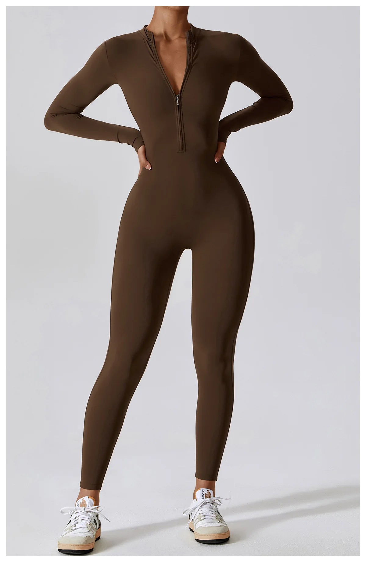 One-piece Long Sleeved Zipper Jumpsuit Skin-tigh Sportswear