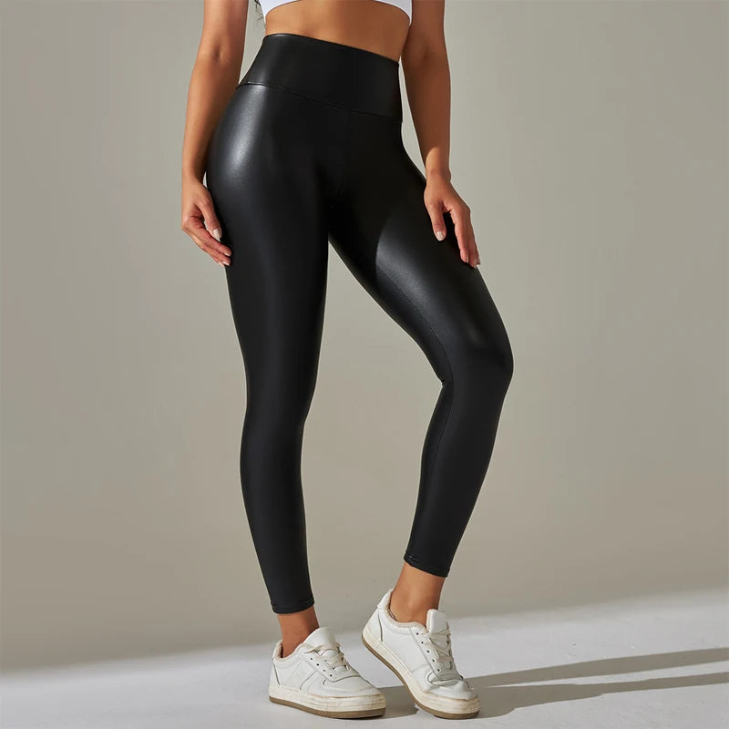 High Waisted Tight Leather Pants