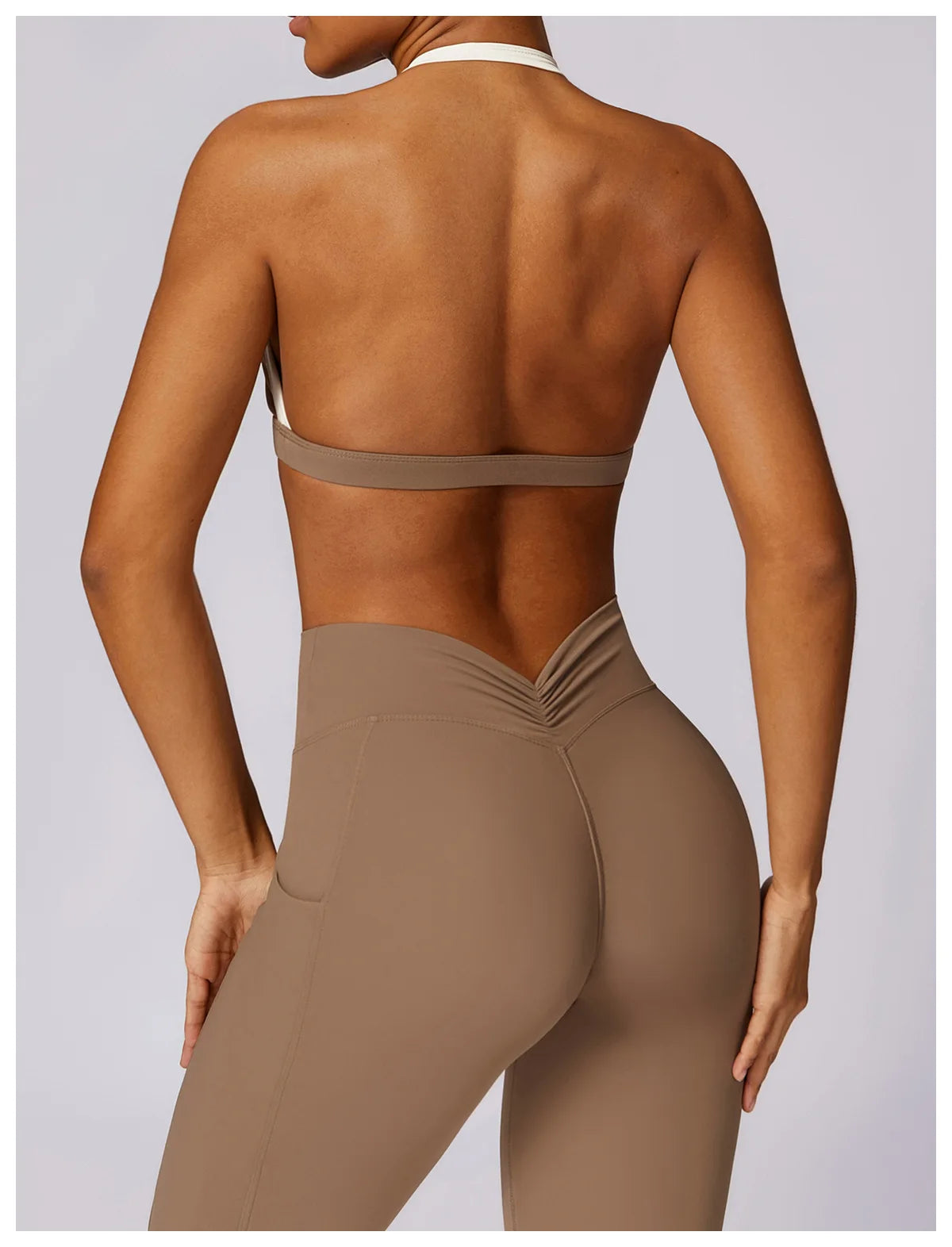 2-Piece Backless Gym Set – Quick-Dry Leggings & Fitness Top