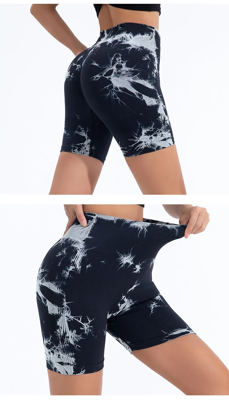 Women's High-Waist Butt Lift Shorts – Seamless, Tie-Dye, Gym & Workout Wear