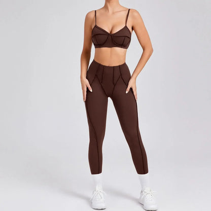 Seamless High-Waist Yoga Set with Hip-Lifting Leggings and Backless Bra