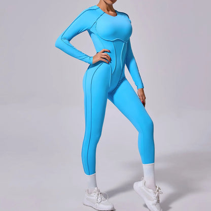 Long-Sleeve One-Piece Yoga Jumpsuit – Quick-Dry Gym & Fitness Wear